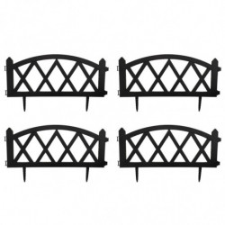 Tradineur - Pack de 4 vallas de plástico decorativas de jardín, borde para césped, plantas, flores, decoración de exterior (Negr