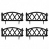 Tradineur - Pack de 4 vallas de plástico decorativas de jardín, borde para césped, plantas, flores, decoración de exterior (Negr