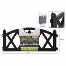 Tradineur - Pack de 4 vallas de plástico decorativas de jardín, borde para césped, plantas, flores, decoración de exterior (Negr
