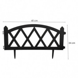 Tradineur - Pack de 4 vallas de plástico decorativas de jardín, borde para césped, plantas, flores, decoración de exterior (Negr