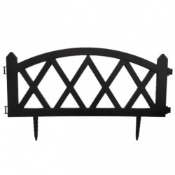 Tradineur - Pack de 4 vallas de plástico decorativas de jardín, borde para césped, plantas, flores, decoración de exterior (Negr