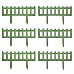 Tradineur - Pack de 6 vallas de madera decorativas de jardín, borde para césped, plantas, flores, decoración de exterior (Verde