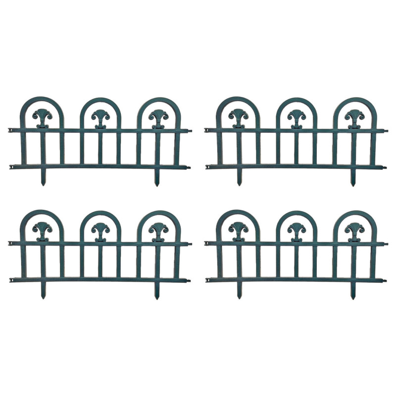 Tradineur - Pack de 4 vallas de plástico decorativas de jardín, borde para césped, plantas, flores, decoración de exterior (Turq Tradineur - Pack de 4 vallas de plástico decorativas de jardín, borde para césped, plantas, flores, decoración de exterior (Turq