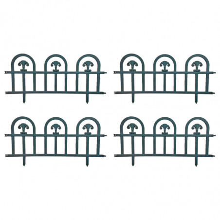 Tradineur - Pack de 4 vallas de plástico decorativas de jardín, borde para césped, plantas, flores, decoración de exterior (Turq