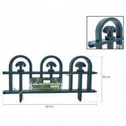 Tradineur - Pack de 4 vallas de plástico decorativas de jardín, borde para césped, plantas, flores, decoración de exterior (Turq