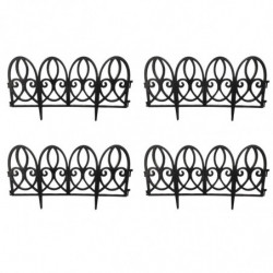 Tradineur - Pack de 4 vallas de plástico decorativas de jardín, borde para césped, plantas, flores, decoración de exterior (Negr