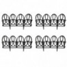 Tradineur - Pack de 4 vallas de plástico decorativas de jardín, borde para césped, plantas, flores, decoración de exterior (Negr