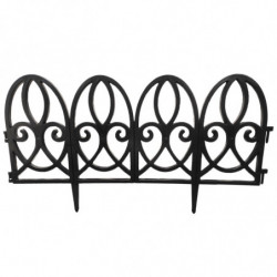 Tradineur - Pack de 4 vallas de plástico decorativas de jardín, borde para césped, plantas, flores, decoración de exterior (Negr