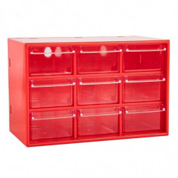 Tradineur - Organizador multiusos de plástico, 9 cajones, clasificador apilable, tornillos, tuercas, botones, piezas pequeñas, b