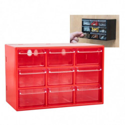 Tradineur - Organizador multiusos de plástico, 9 cajones, clasificador apilable, tornillos, tuercas, botones, piezas pequeñas, b