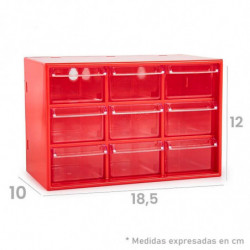 Tradineur - Organizador multiusos de plástico, 9 cajones, clasificador apilable, tornillos, tuercas, botones, piezas pequeñas, b