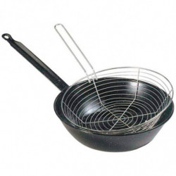 Tradineur - Sartén freidora honda con cestillo, acero esmaltado, antiadherente, apta para inducción, gas, vitrocerámica, fabrica