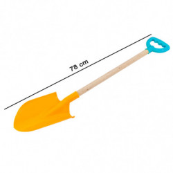 Tradineur - Pala de playa grande de plástico con mango de madera, juguete infantil para jugar en la arena, parque, jardín, regal