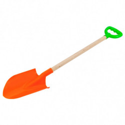 Tradineur - Pala de playa grande de plástico con mango de madera, juguete infantil para jugar en la arena, parque, jardín, regal