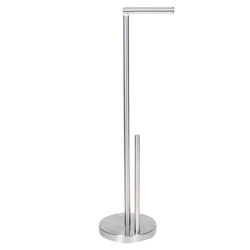 Tradineur - Portarrollos doble plegable de pie para papel higiénico, modelo Lutton, 2 barras, Forma L, acero inoxidable, válido Tradineur - Portarrollos doble plegable de pie para papel higiénico, modelo Lutton, 2 barras, Forma L, acero inoxidable, válido
