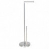 Tradineur - Portarrollos doble plegable de pie para papel higiénico, modelo Lutton, 2 barras, Forma L, acero inoxidable, válido