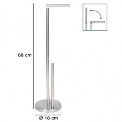 Tradineur - Portarrollos doble plegable de pie para papel higiénico, modelo Lutton, 2 barras, Forma L, acero inoxidable, válido