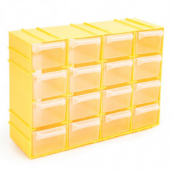 Tradineur - Clasificador apilable modular HG, plástico, 16 compartimentos, almacenamiento de herramientas, tornillos y accesorio