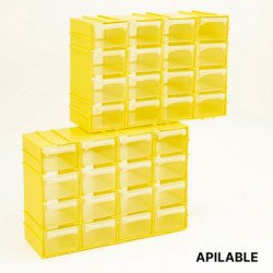 Tradineur - Clasificador apilable modular HG, plástico, 16 compartimentos, almacenamiento de herramientas, tornillos y accesorio