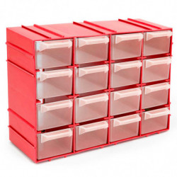 Tradineur - Clasificador apilable modular HG, plástico, 16 compartimentos, almacenamiento de herramientas, tornillos y accesorio