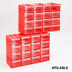 Tradineur - Clasificador apilable modular HG, plástico, 16 compartimentos, almacenamiento de herramientas, tornillos y accesorio