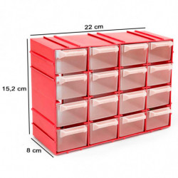 Tradineur - Clasificador apilable modular HG, plástico, 16 compartimentos, almacenamiento de herramientas, tornillos y accesorio