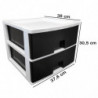 Tradineur - Cajonera de plástico, modelo HG, 2 cajones negros, torre almacenaje multiusos, oficina, hogar, fabricada en España (