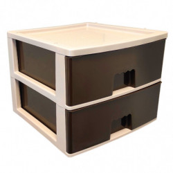 Tradineur - Cajonera de plástico, modelo HG, 2 cajones wengué, torre almacenaje multiusos, oficina, hogar, fabricada en España (