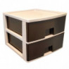 Tradineur - Cajonera de plástico, modelo HG, 2 cajones wengué, torre almacenaje multiusos, oficina, hogar, fabricada en España (