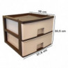 Tradineur - Cajonera de plástico, modelo HG, 2 cajones beige, torre almacenaje multiusos, oficina, hogar, fabricada en España (W