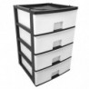 Tradineur - Cajonera de plástico, modelo HG, 4 cajones blancos, torre almacenaje multiusos, oficina, hogar, fabricada en España