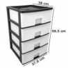 Tradineur - Cajonera de plástico, modelo HG, 4 cajones blancos, torre almacenaje multiusos, oficina, hogar, fabricada en España