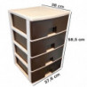 Tradineur - Cajonera de plástico, modelo HG, 4 cajones wengué, torre almacenaje multiusos, oficina, hogar, fabricada en España (