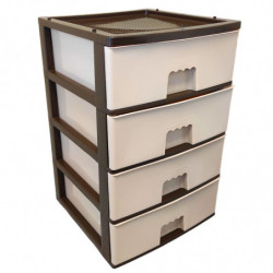 Tradineur - Cajonera de plástico, modelo HG, 4 cajones beige, torre almacenaje multiusos, oficina, hogar, fabricada en España (W