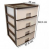 Tradineur - Cajonera de plástico, modelo HG, 4 cajones beige, torre almacenaje multiusos, oficina, hogar, fabricada en España (W