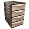 Tradineur - Cajonera de plástico, modelo HG, 4 cajones, torre almacenaje multiusos, oficina, hogar, fabricada en España (Wengué