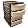 Tradineur - Cajonera de plástico, modelo HG, 4 cajones, torre almacenaje multiusos, oficina, hogar, fabricada en España (Wengué