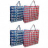 Tradineur - Pack de 4 bolsas plásticas de rafia, incluyen cremallera y asas, reutilizables, mudanzas, almacenamiento de ropa, ju