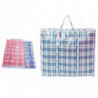 Tradineur - Pack de 4 bolsas plásticas de rafia, incluyen cremallera y asas, reutilizables, mudanzas, almacenamiento de ropa, ju