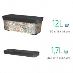 Tradineur - Jardinera de plástico con plato, modelo Hydraulic, polipropileno, tiesto, macetero, recipiente para plantas, fabrica