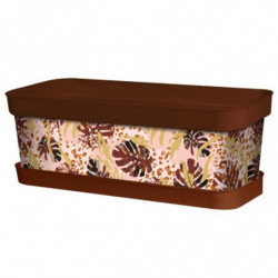 Tradineur - Jardinera de plástico con plato, modelo Animal Print Floral, polipropileno, tiesto, macetero, recipiente para planta