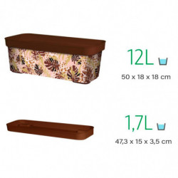 Tradineur - Jardinera de plástico con plato, modelo Animal Print Floral, polipropileno, tiesto, macetero, recipiente para planta