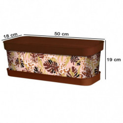 Tradineur - Jardinera de plástico con plato, modelo Animal Print Floral, polipropileno, tiesto, macetero, recipiente para planta