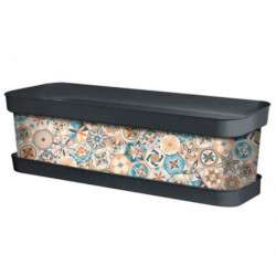 Tradineur - Jardinera de plástico con plato, modelo Hydraulic, polipropileno, tiesto, macetero, recipiente para plantas, fabrica