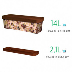 Tradineur - Jardinera de plástico con plato, modelo Animal Print Floral, polipropileno, tiesto, macetero, recipiente para planta