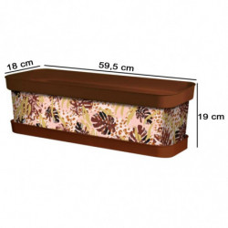 Tradineur - Jardinera de plástico con plato, modelo Animal Print Floral, polipropileno, tiesto, macetero, recipiente para planta