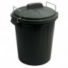 Tradineur - Cubo de basura de plástico, incluye tapa y asas metálicas, contenedor de residuos, papelera, reciclaje, fabricado en
