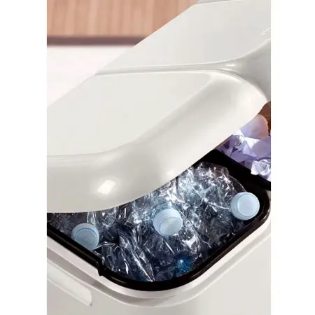 Tradineur - Cubo de basura doble de plástico con tapa, fácil apertura con pedal, papelera, contenedor almacenamiento de residuos