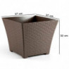Tradineur - Maceta Rattan cuadrada de plástico, macetero, tiesto, recipiente para plantas, flores, jardín, terraza, hogar, fabri