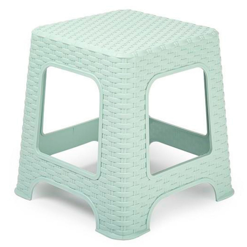 Tradineur - Taburete de plástico Rattan, imitación de mimbre, banqueta multiusos, cocina, salón, fabricado en España (Verde past Tradineur - Taburete de plástico Rattan, imitación de mimbre, banqueta multiusos, cocina, salón, fabricado en España (Verde past